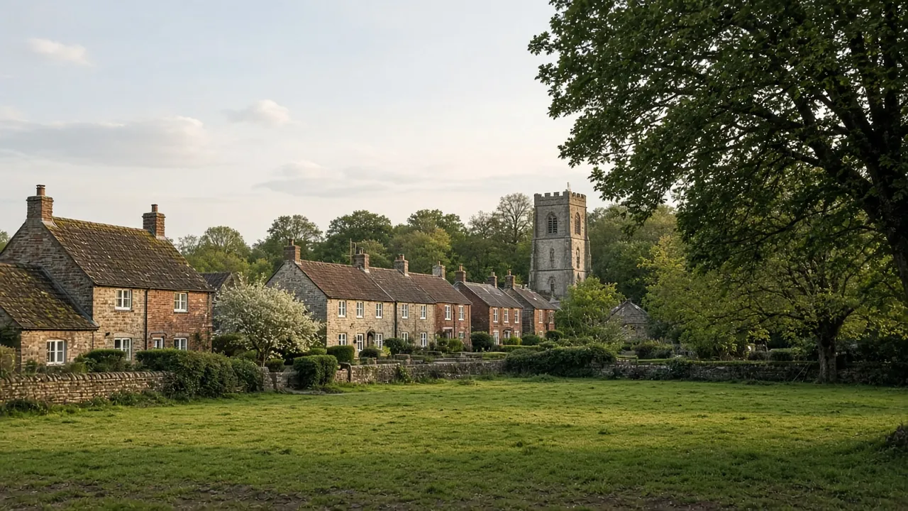 Example image: village green with stone houses near Northallerton